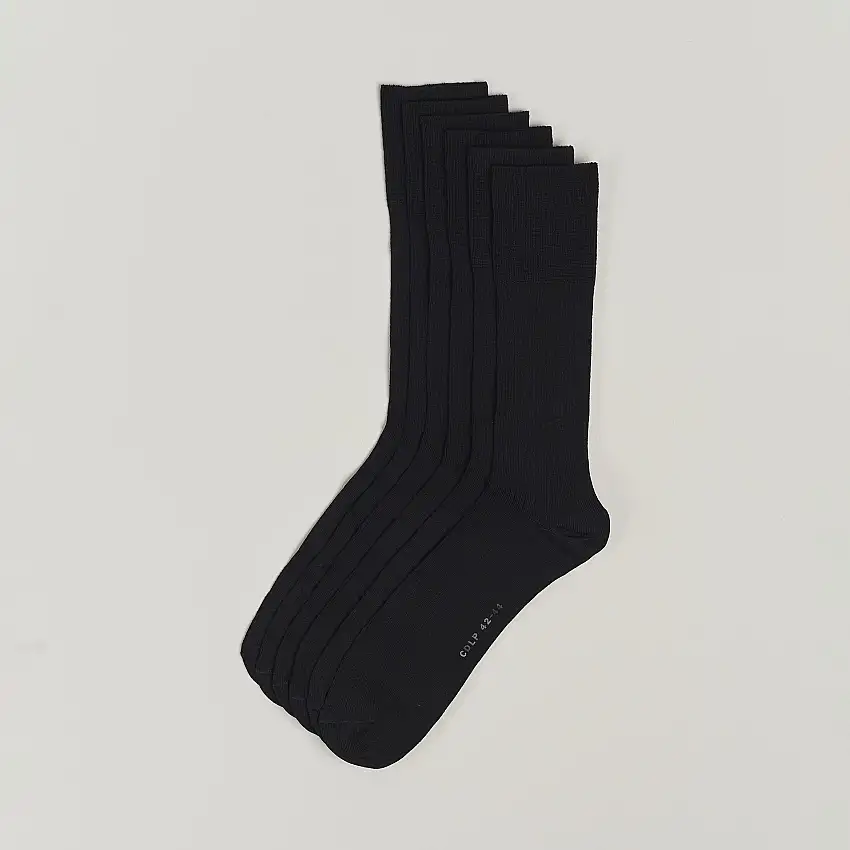 6-Pack Cotton Rib Socks Black