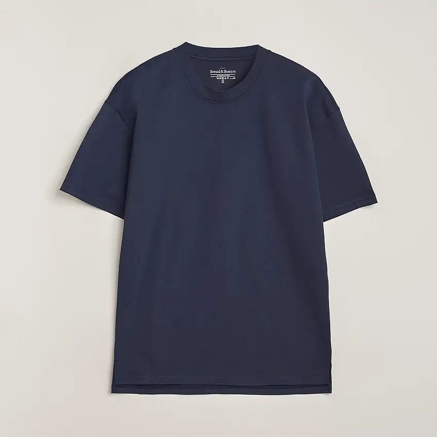 Textured Heavy Crew Neck T-Shirt Navy Blue