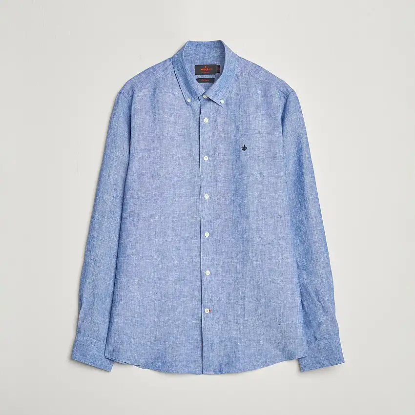 Douglas Linen Button Down Shirt Blue