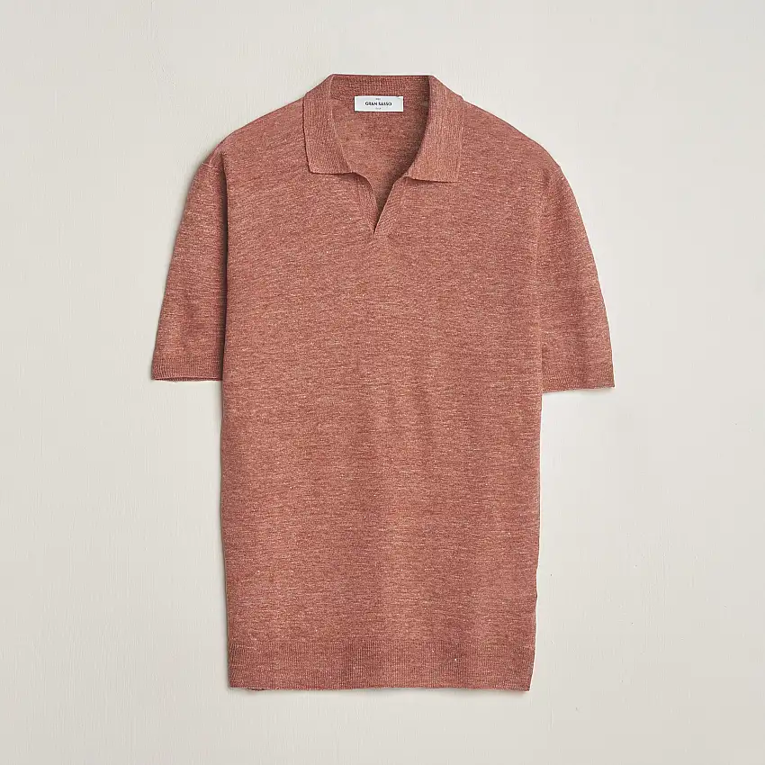 Knitted Linen Polo Rust Melange