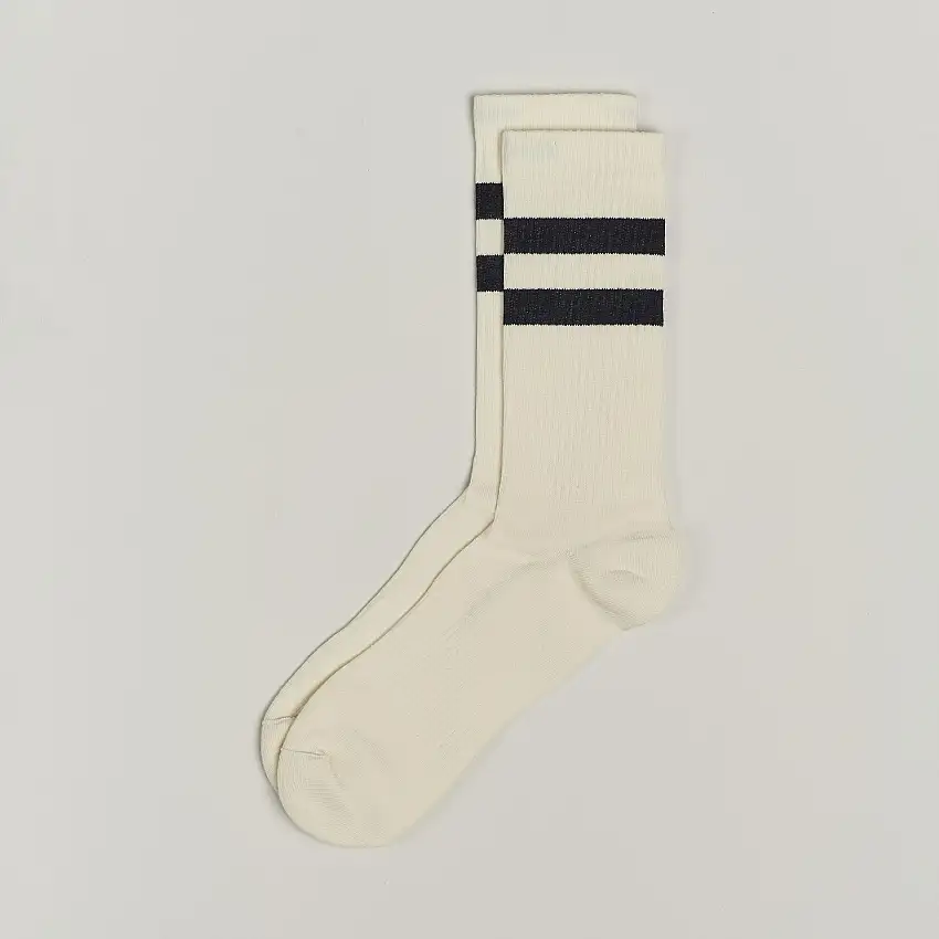 Two Stripe Cotton Socks White/Black