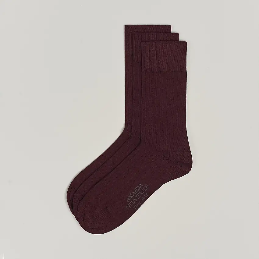 3-Pack True Cotton Socks Bordeaux