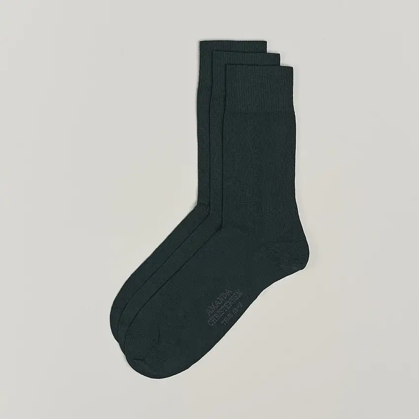3-Pack True Cotton Socks Bottle Green