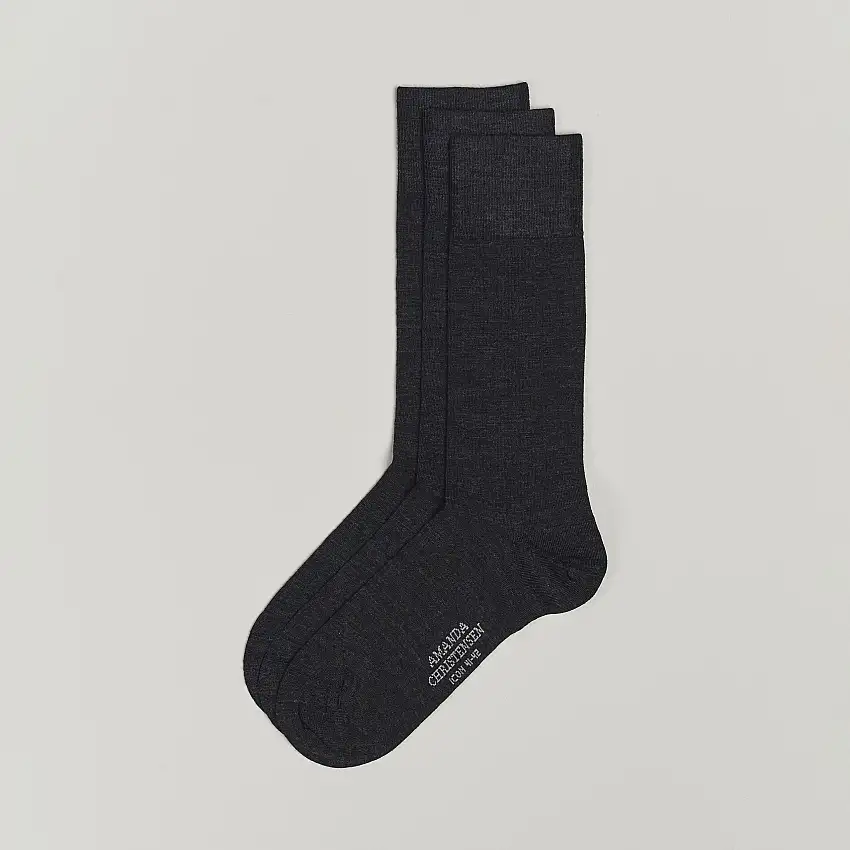 3-Pack Icon Wool/Cotton Socks Antracite Melange