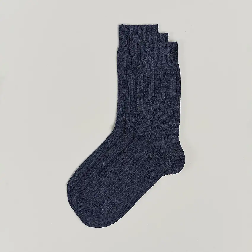 3-Pack Supreme Wool/Cashmere Sock Dark Blue Melange