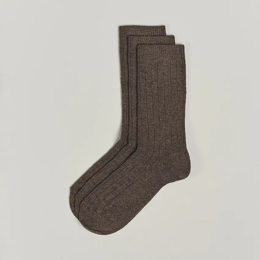 3-Pack Supreme Wool/Cashmere Sock Brown Melange