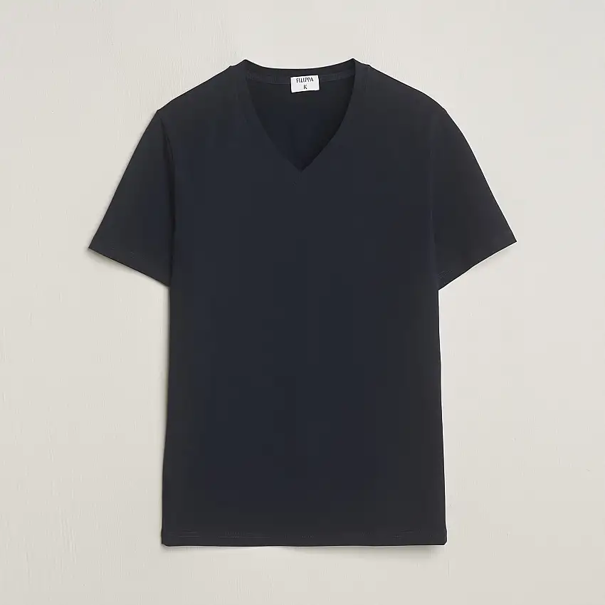 Organic Cotton V-Neck T-Shirt Navy
