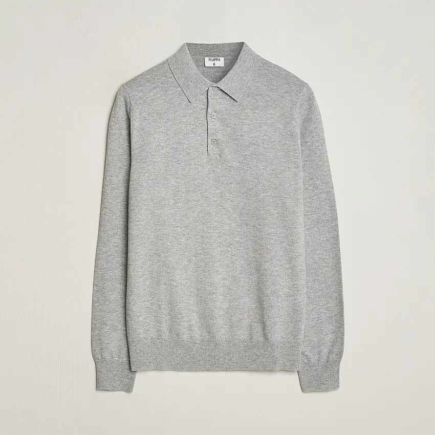 Knitted Polo Shirt Light Grey Melange