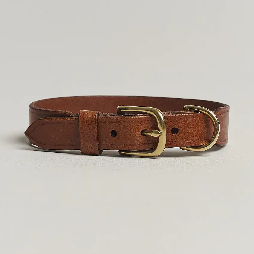 Leather Dog Collar Light Brown