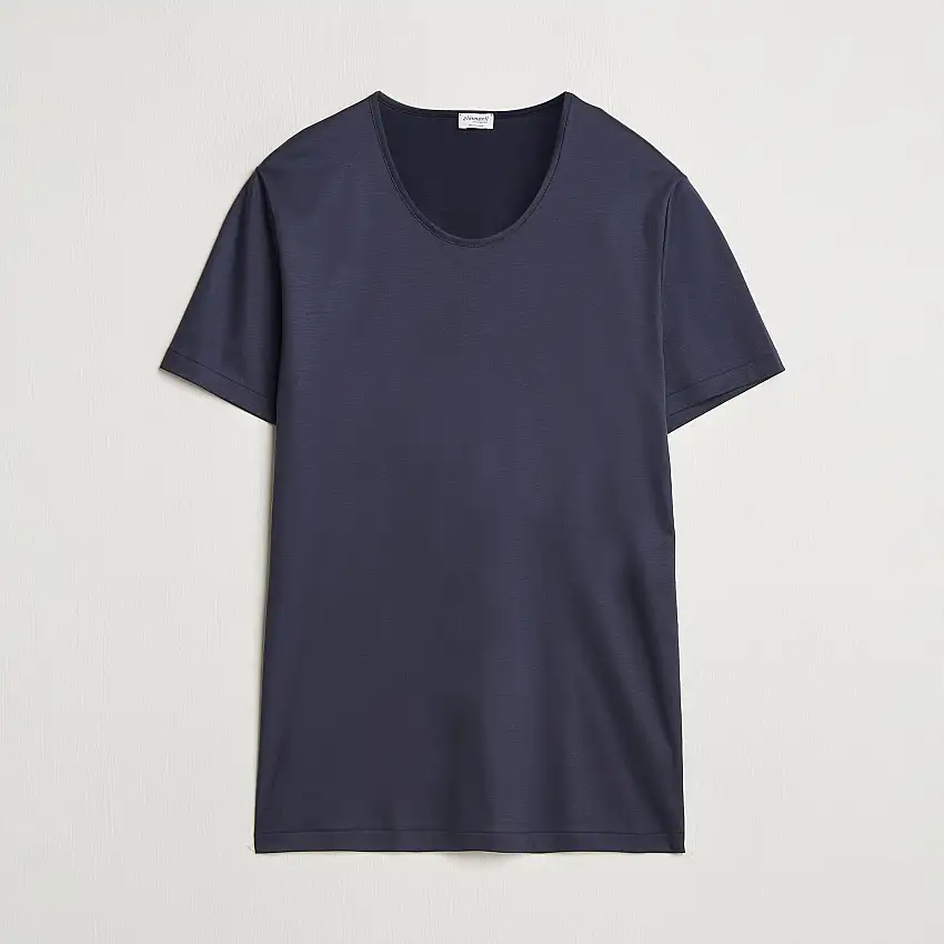 Sea Island Cotton Crew Neck T-shirt Navy