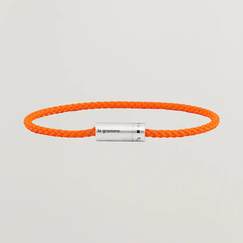 Nato Cable Brushed Bracelet Orange/Sterling Silver 7g