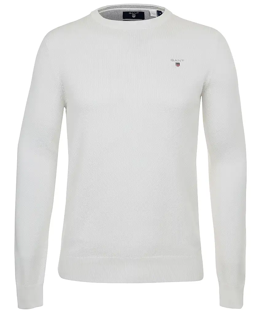 Gant Cotton Pique Crew - Vit