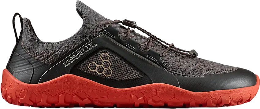 Vivobarefoot Men's Primus Trail Knit FG Obsidian/cherry Tomato