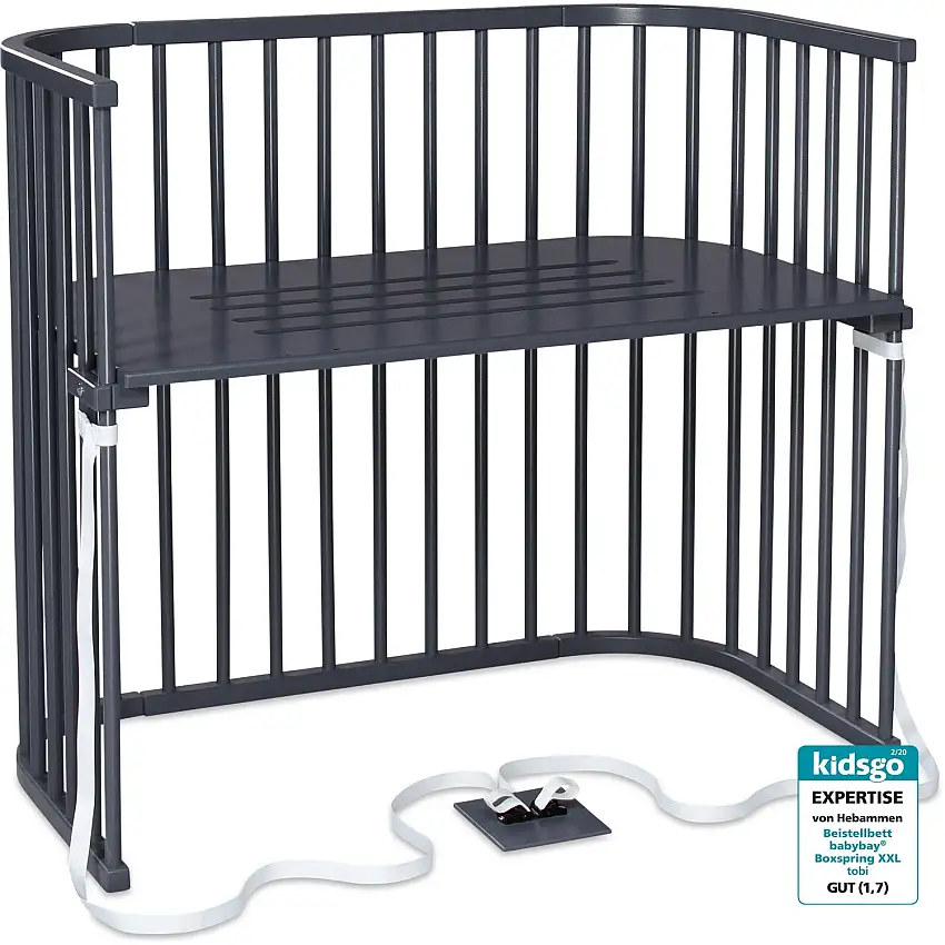 babybay® Grey Varnished Boxspring Xxl Co-Sleeper