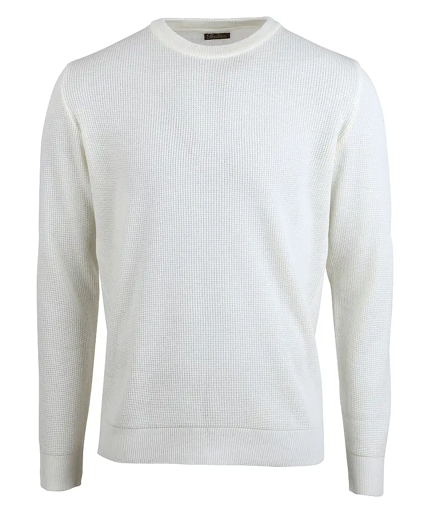 Stenströms Textured Merino Crew - Vit
