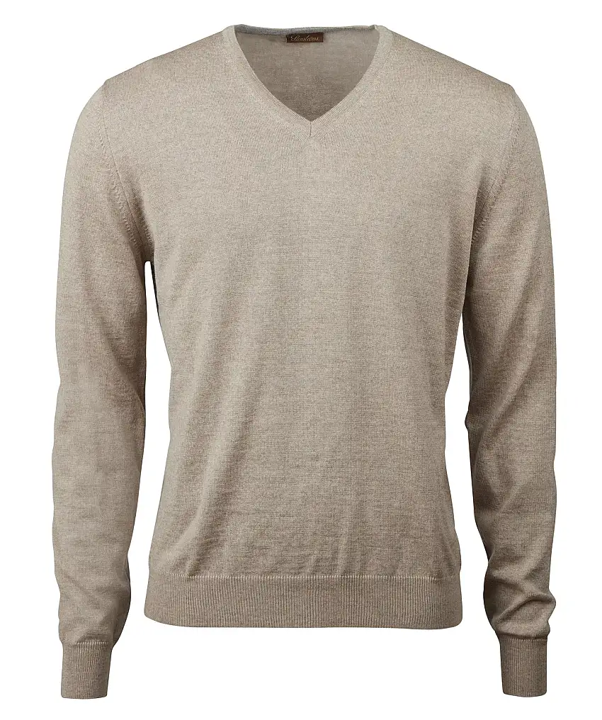 Stenströms V-Neck Merino Patch - Beige