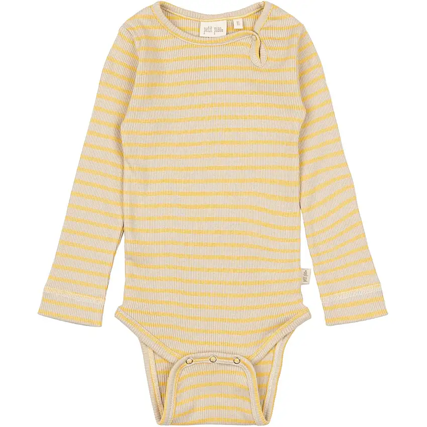Petit Piao Yellow Sun/Dark Off White Body L/S Modal Striped