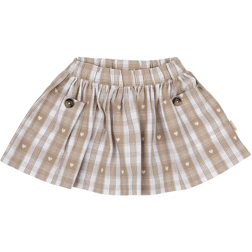 Petit Piao Off White Heart Kjol Pocket Woven