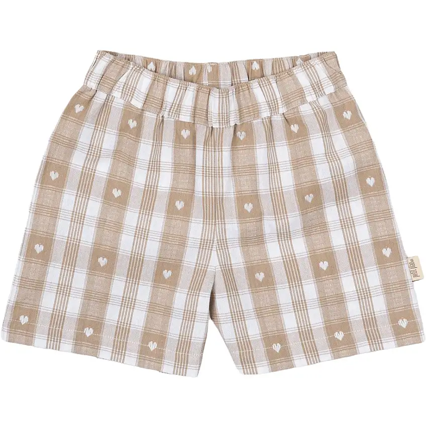Petit Piao Off White Heart Shorts Boxy Woven