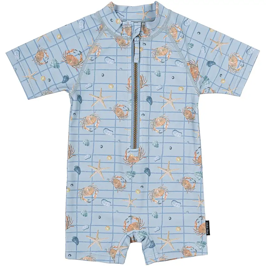 Mikk-Line Faded Denim AOP UV Baddräkt Återvunnen