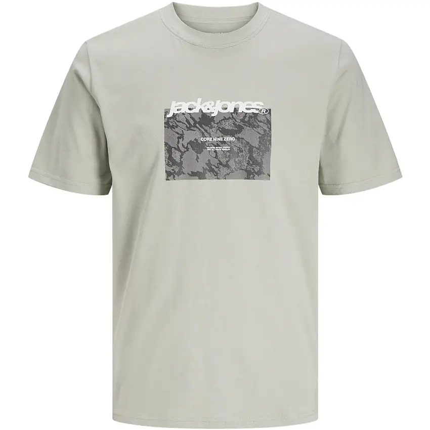 Jack & Jones Junior Aqua Gray Tarmac Camo Front T-Shirt Crew Neck