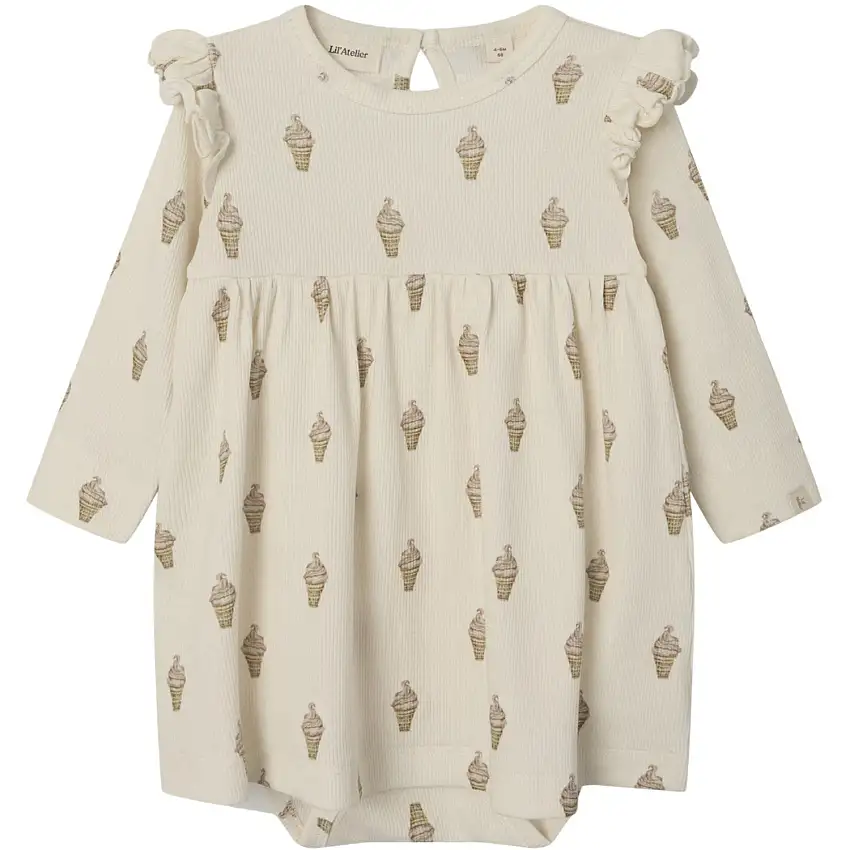Lil'Atelier Turtledove Ice Cream Gavo Enk Body Klänning