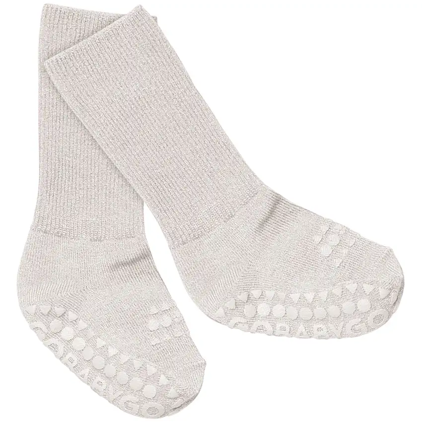 Gobabygo Ivory Glitter (Buttercream) Non-Slip Strumpor I Bambu