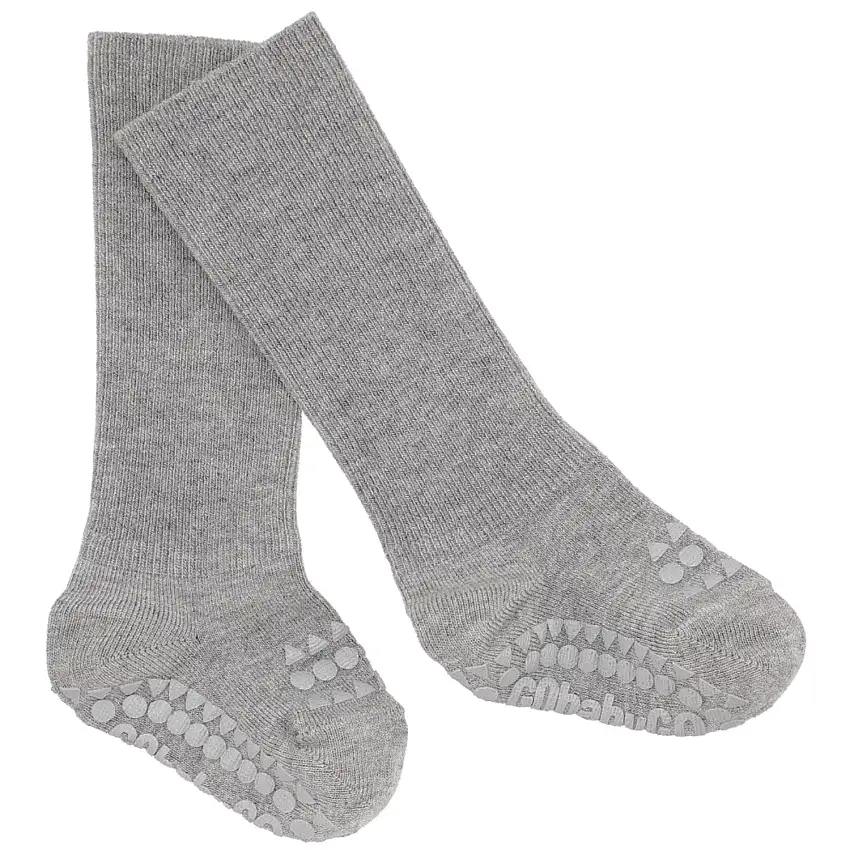 Gobabygo Grey Melange Non-Slip Strumpor Bambu