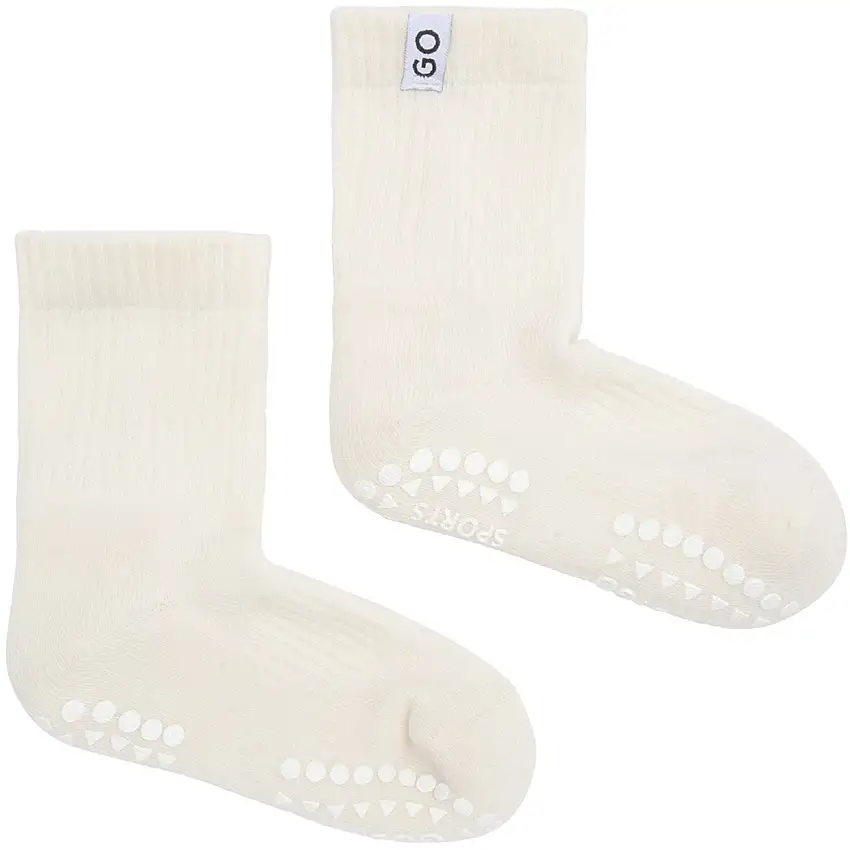 Gobabygo Off White Non-Slip Sport Strumpor