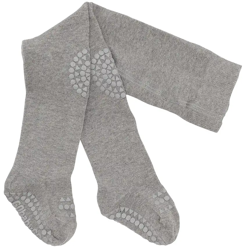 Gobabygo Grey Melange Crawling Strumpbyxar Organic Bomull