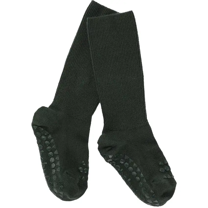 Gobabygo Forest Green Non-Slip Strumpor Bambu