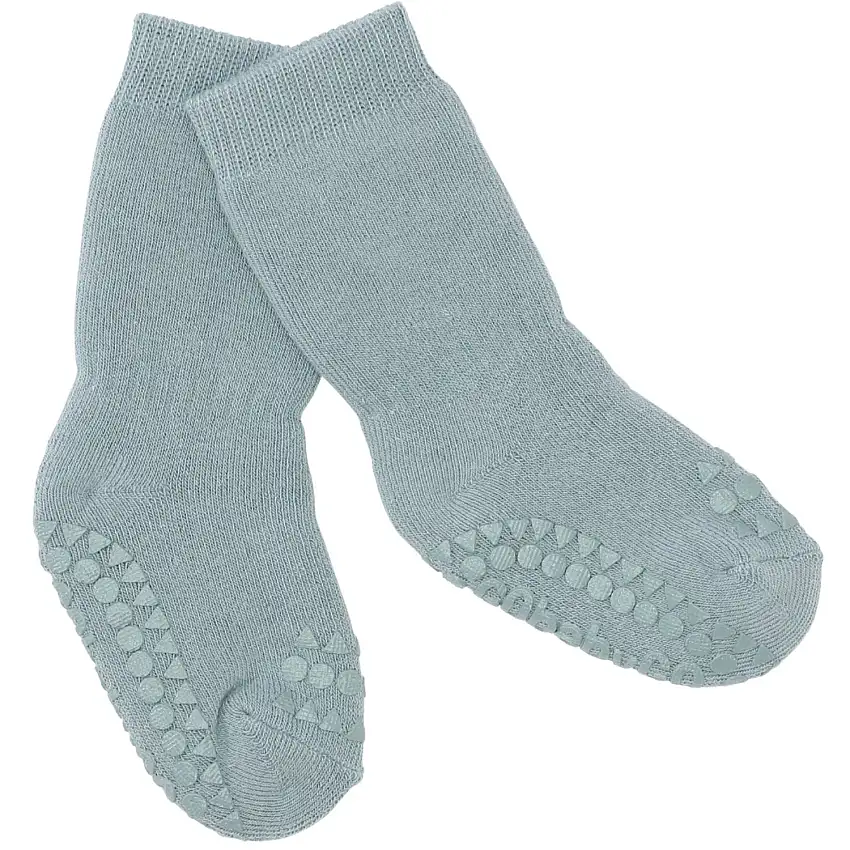 Gobabygo Dusty Blue Non Slip Strumpor Organic Bomull