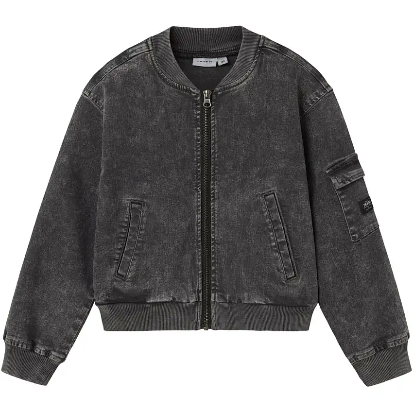 Name It Dark Grey Denim Luna Denim Bomber Jacka