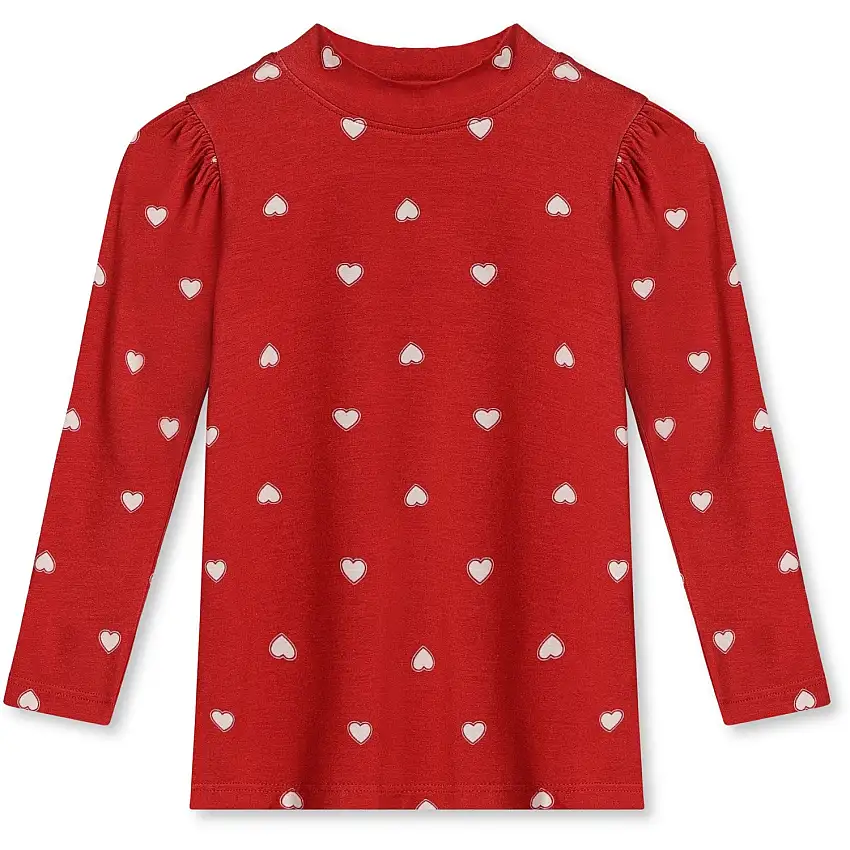 Fliink Pompeian Red Aop Kelly Puff Ls Blus
