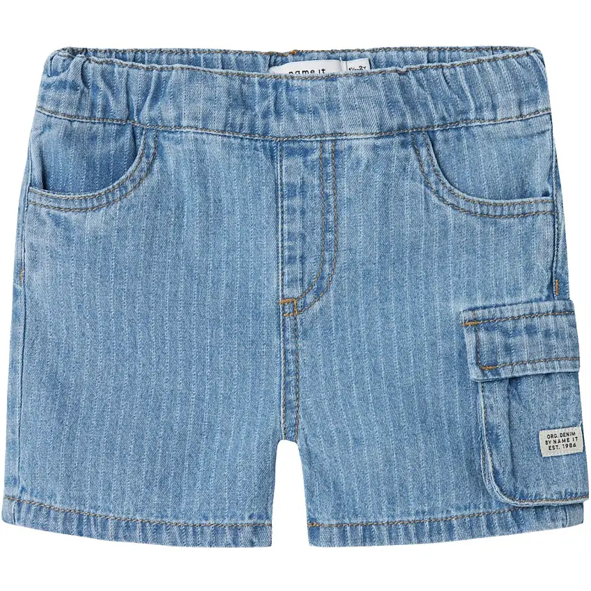 Name It Light Blue Denim Stripes Ryan Jogger Denim Shorts