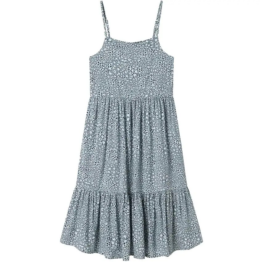 Name It Aqua Gray Leo Jilli Rem Midi Klänning