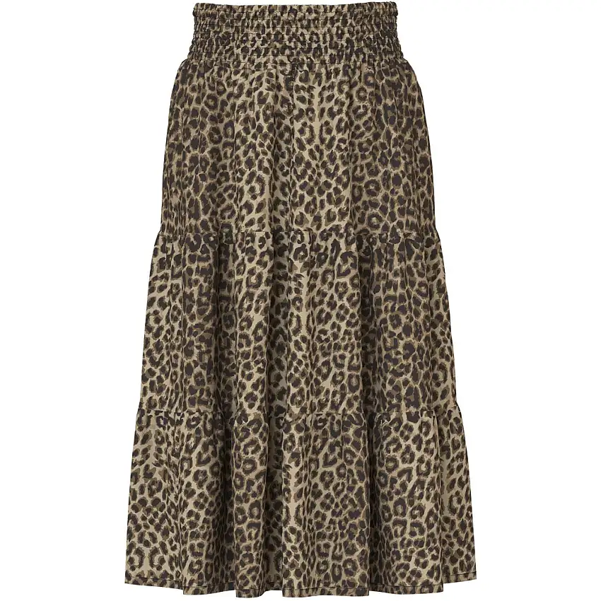 Name It Black Leopard AOP Vinaya Long Wide Kjol