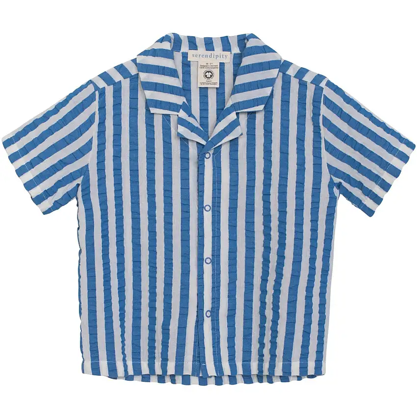 Serendipity Azur Stripe Kort Sleeve Skjorta