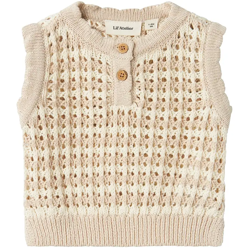 Lil'Atelier Turtledove Gray Morn Boa Stickad Väst