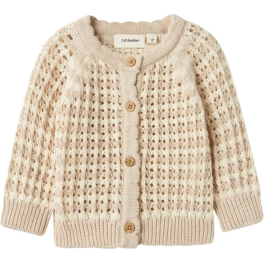 Lil'Atelier Turtledove Gray Morn Boa Stickad Cardigan