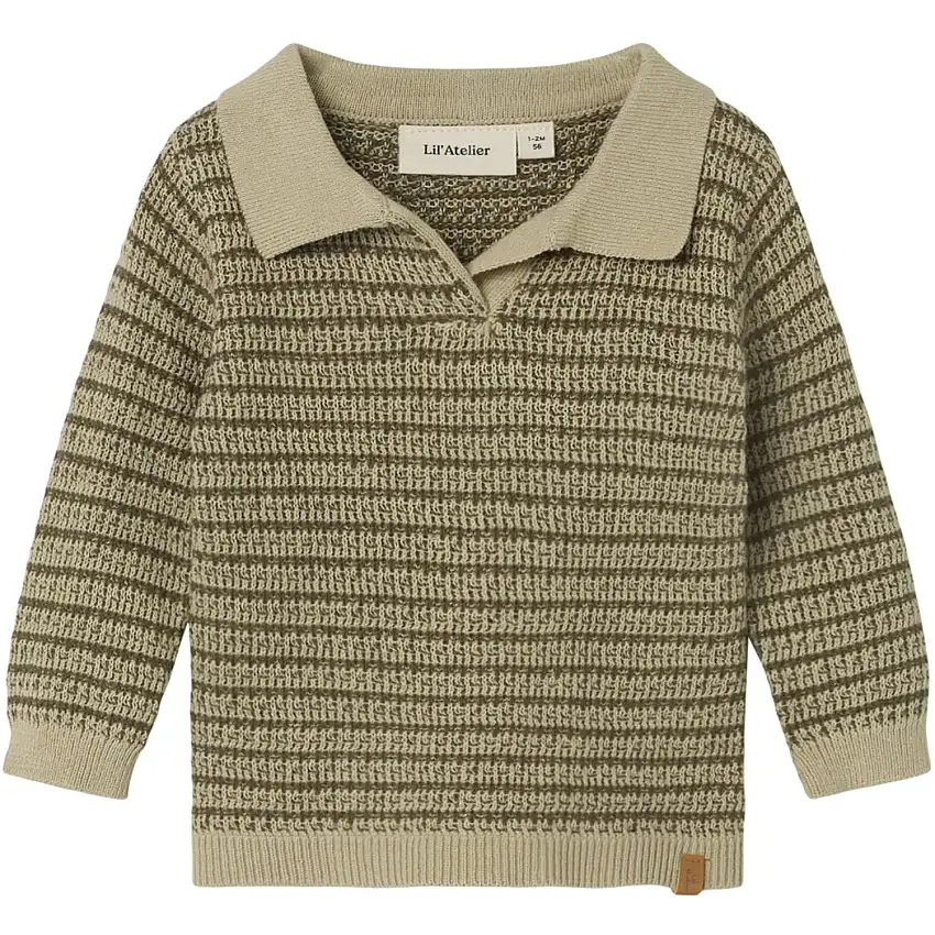 Lil'Atelier Moss Gray Barker Stickad Pikétröja
