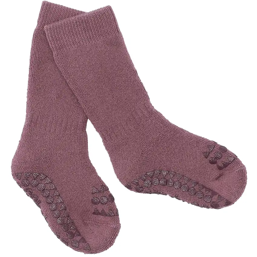 Gobabygo Misty Plum Non-Slip Strumpor Organic Terry Bomull