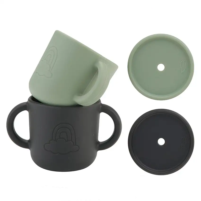 By Lille Vilde Sage & Forest Cups W/lids 2pcs
