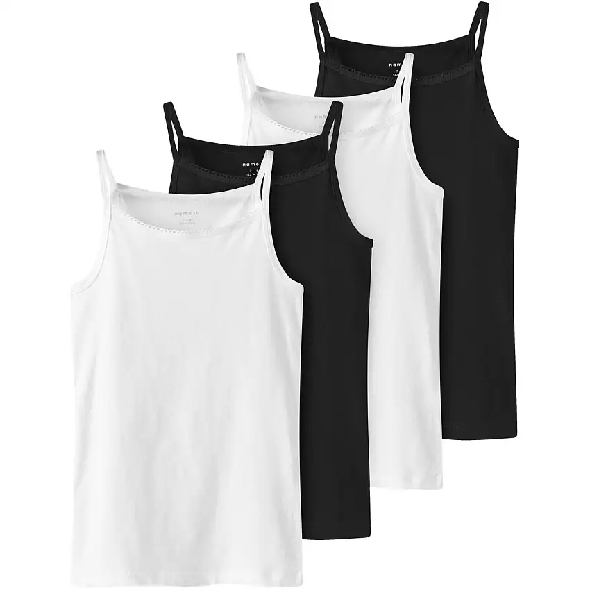 Name It Black Rem Topp 4-Pack Black White Solid Noos