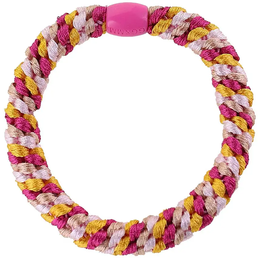 Bow's by Stær Flätat Hår Elastiskt - Mörkrosa/Rosa/Curry 6-pack
