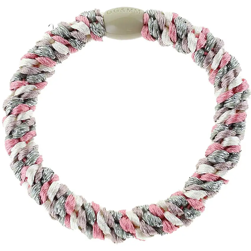 Bow's by Stær Flätat Hår Elastiskt - Multi Grå/Vit/Rose Glitter 6-pack