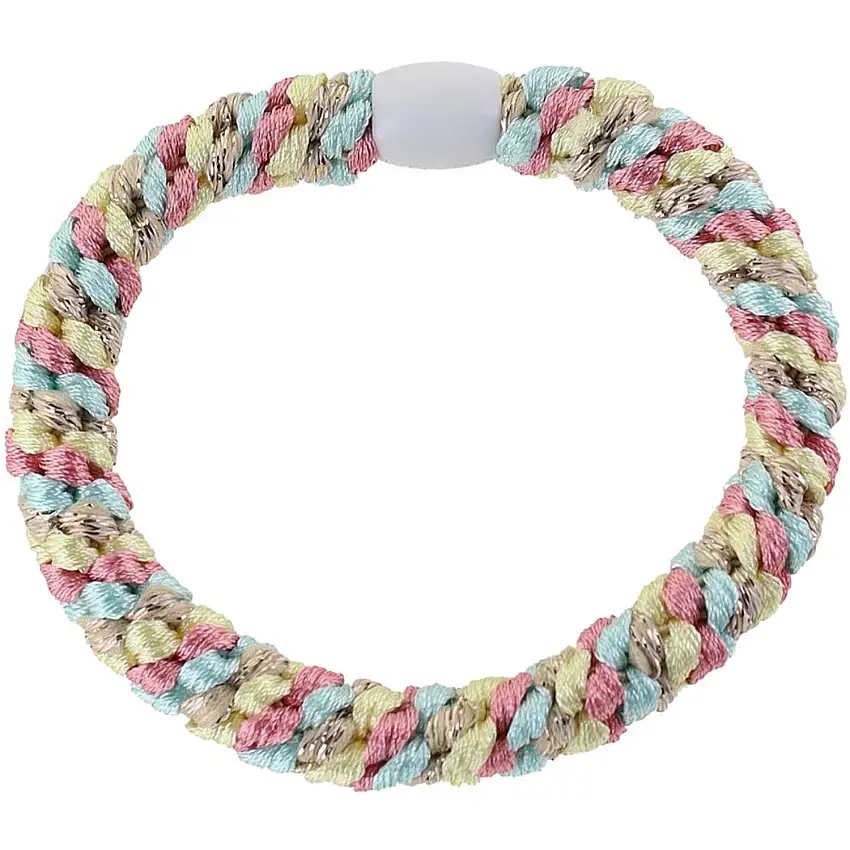 Bow's by Stær Flätat Hår Elastiskt - Multi Ljusblå/Rosa/Beige Glitter 6-pack