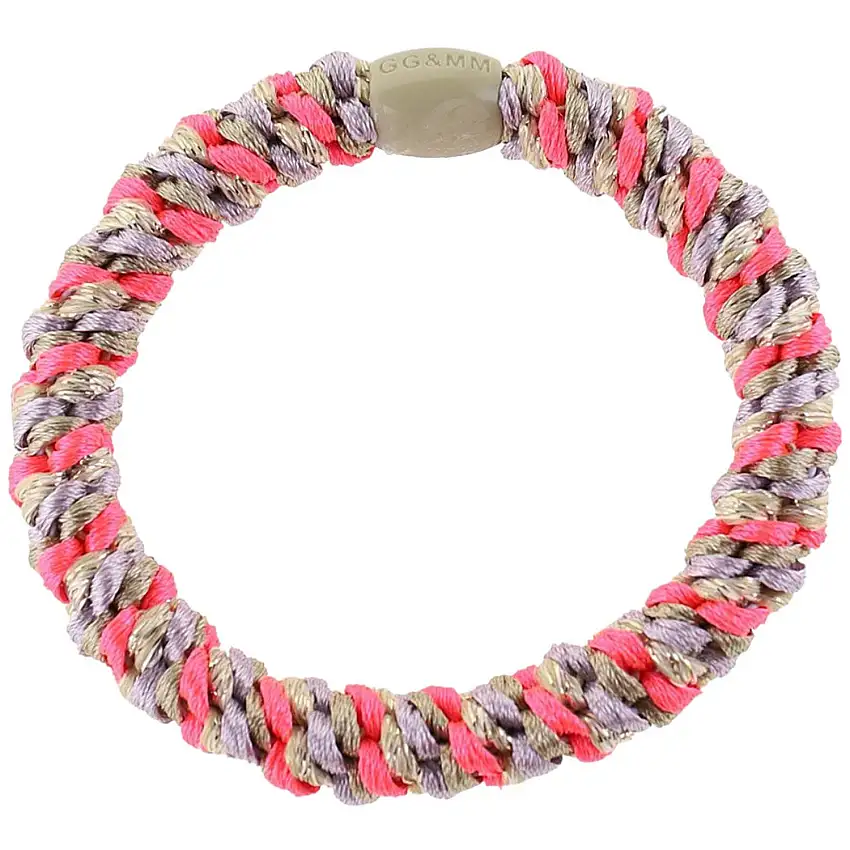 Bow's by Stær Flätat Hår Elastiskt - Multi Neon Rosa/Grå/Lila Glitter 6-pack