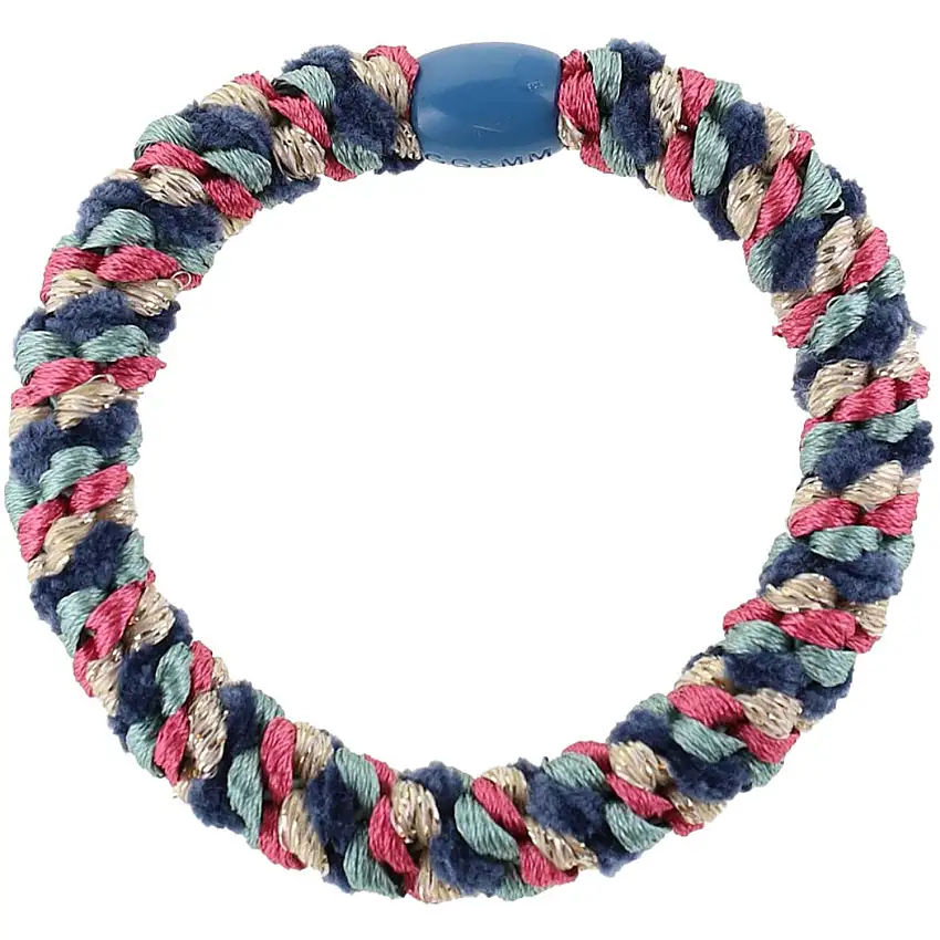 Bow's by Stær Flätat Hår Elastiskt - Multi Petroleum/Rosa/Sand Glitter 6-pack