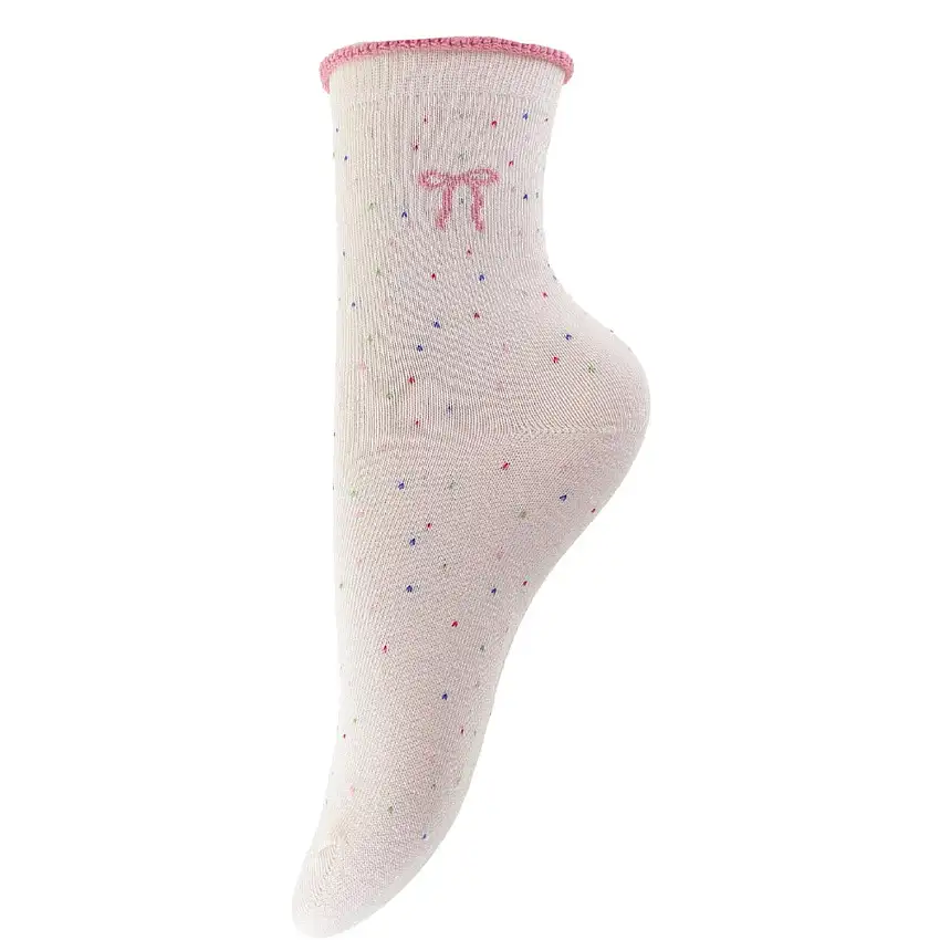 Bow's by Stær Strumpor - Onesize - Rosetter Naturvit/Rosa